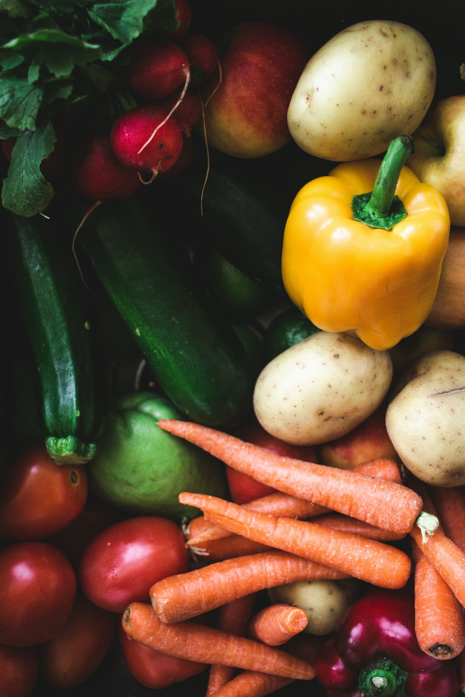 A colourful spread of fresh vegetables.